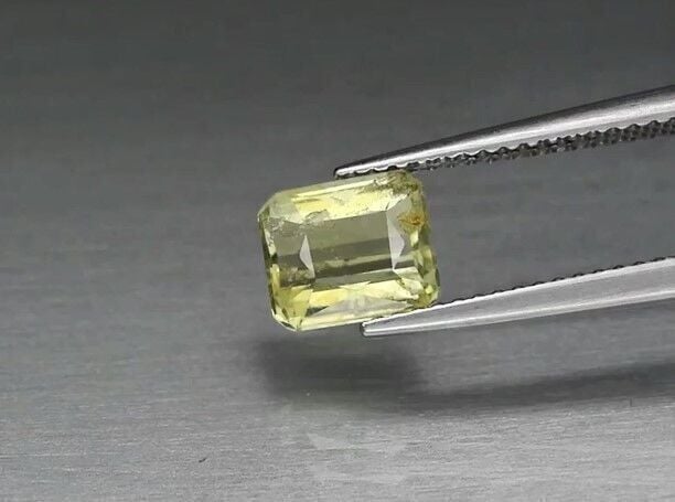 1.36ct 7x6mm Octagon Natural Unheated Yellowish Green Tourmaline, Africa