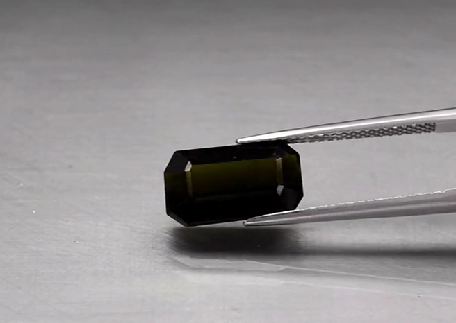 4.50ct 12.5x7.3mm VVS Octagon Natural Unheated Deep Olive Green Tourmaline