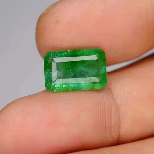 4.97ct 13x8.5mm Octagon Natural Green Emerald - Zambia Gemstone
