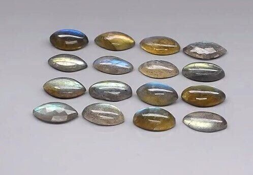 31.50ct t.w 16pcs Lot Marquise Cabochon Natural Rainbow With Luster Labradorite