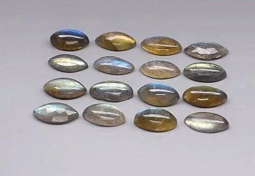 31.50ct t.w 16pcs Lot Marquise Cabochon Natural Rainbow With Luster Labradorite