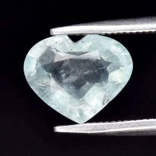 1.44ct Heart Natural Light Greenish Blue Aquamarine - Unheated, Africa Gem