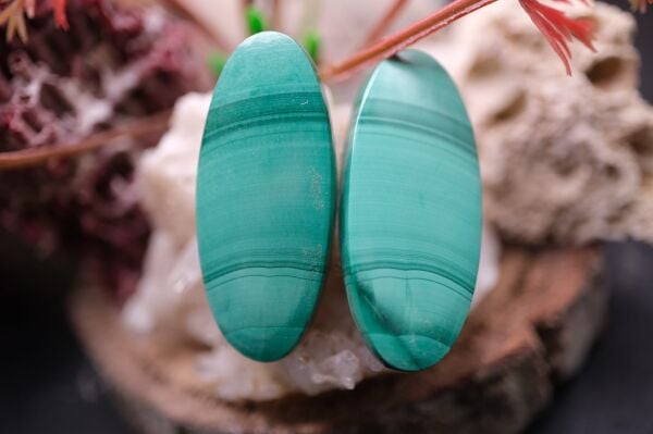 50.20ct 31.7x13.5mm Oval Natural Malachite Pair