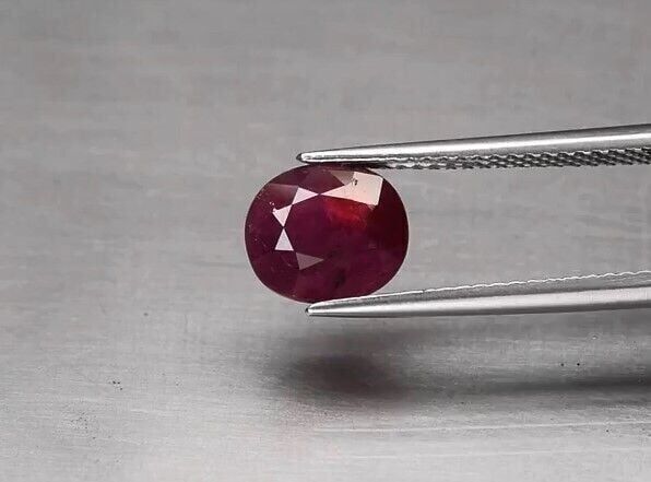 2.39ct 8x7.5mm Cushion Purplish Red Ruby Tanzania *Heated