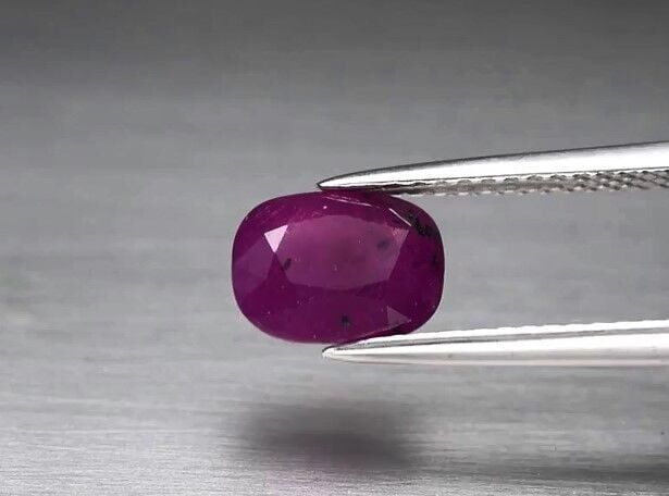 2.04ct 7.7x5.8mm Cushion Purplish Red Ruby Unheated Guinea