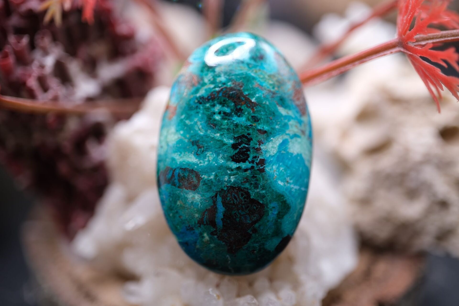 35.75ct 31.7x20.6mm Oval Natural Malachite&Chrysacolla