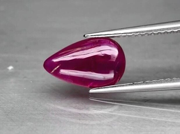 1.81ct 10.7x6.7mm Pear Cabochon Red Ruby, Africa *Heated