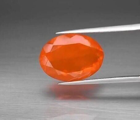 3.83ct 14.7x10.7mm Oval Natural Orange Fire Opal, Mexico