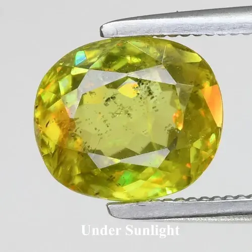 2.11ct Cushion Natural Yellowish Green Sphene - High Luster, Madagascar Gem