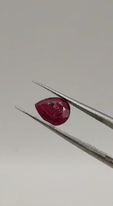 1.55ct 8.2x6.5mm Pear Natural Unheated Ruby