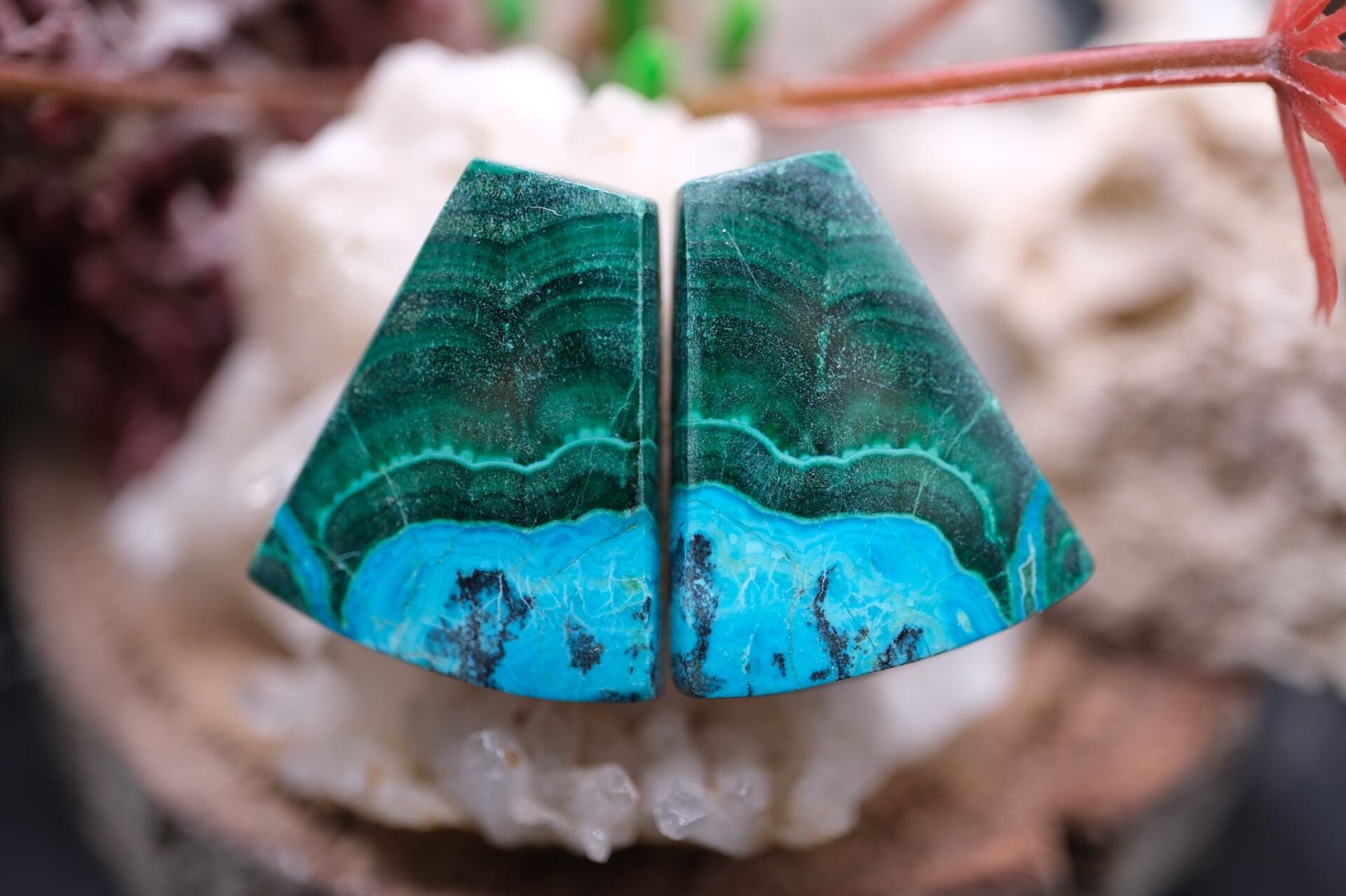 31.55ct 20x17.1mm Fancy Natural Malachite&Chrysacolla  Pair