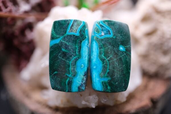 31.30ct 21.5x11.9mm  Natural Malachite&Chrysacolla  Pair