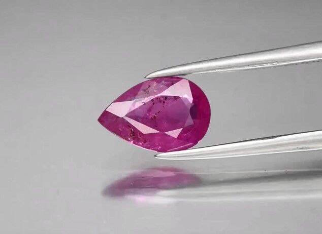 1.08ct 8.6x5.7mm Pear Purplish Red Ruby Gemstone Mozambique *Heated