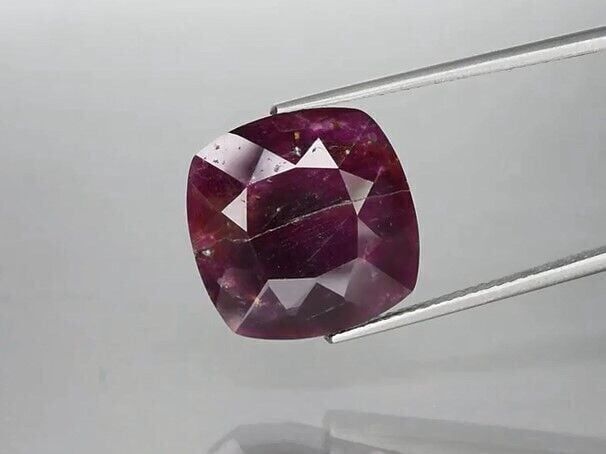 11.67ct 14x13.8mm Cushion Unheated Purplish Red Ruby, Madagascar