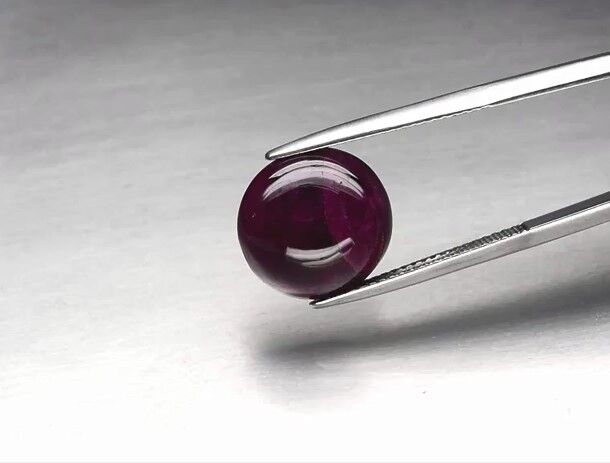 10.95ct Semi-Round Cabochon Purplish Red Ruby Tanzania *Heated