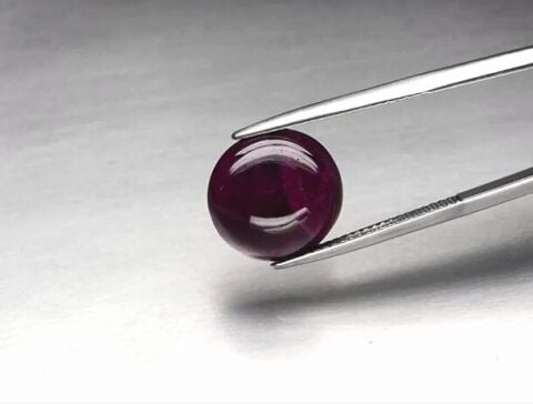 10.95ct Semi-Round Cabochon Purplish Red Ruby Tanzania *Heated