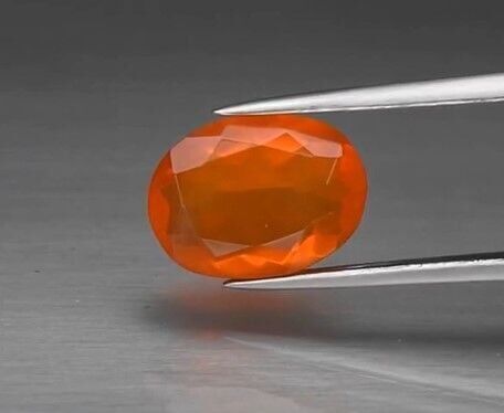 1.74ct 10.7x8mm VS Oval Natural Orange Fire Opal, Mexico
