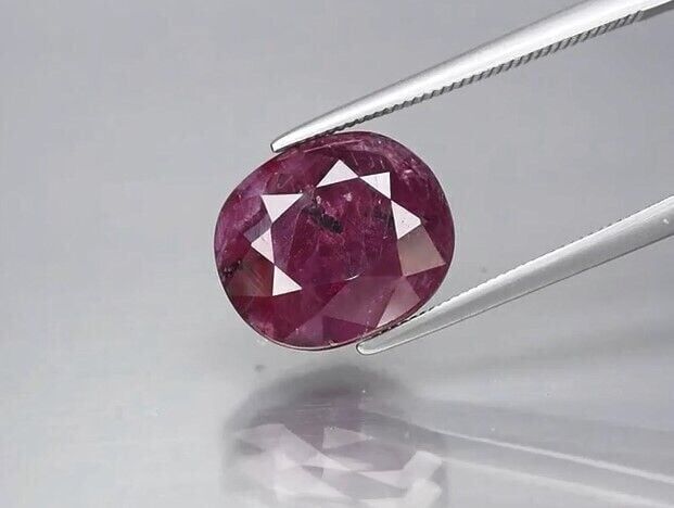 7.32ct 11.5x10mm Cushion Purplish Red Ruby Tanzania *Heated