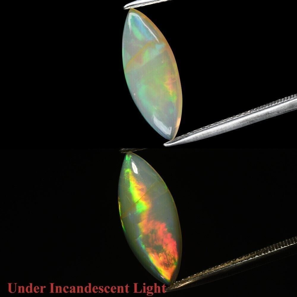 2.43ct 18x7.5mm Marquise Cabochon Natural Play-of-Color Crystal Opal, Gemstone