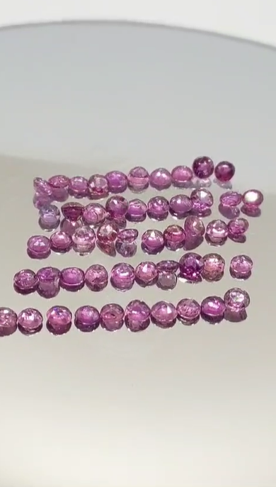 4.55ct 50Pcs Lot 2.5 mm.Round  Purplish Pink Ruby,Heated