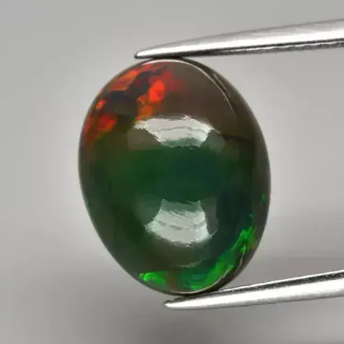 3.80ct 13x10mm Oval Cab Natural Floral Flash Play-Of-Color Crystal Black Opal