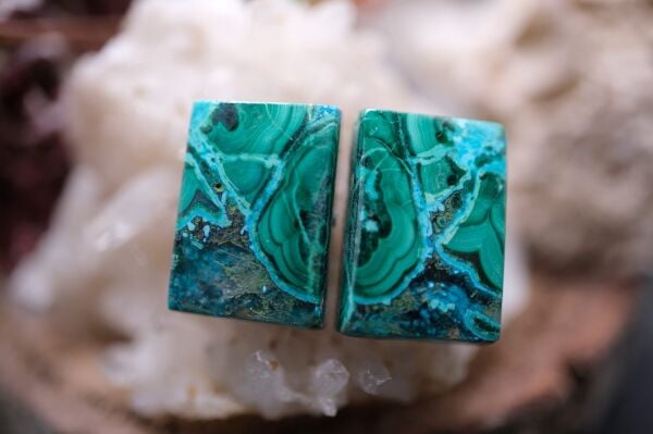 20.60ct 15.4x10.9mm Octagon Natural Malachite&Chrysacolla  Pair