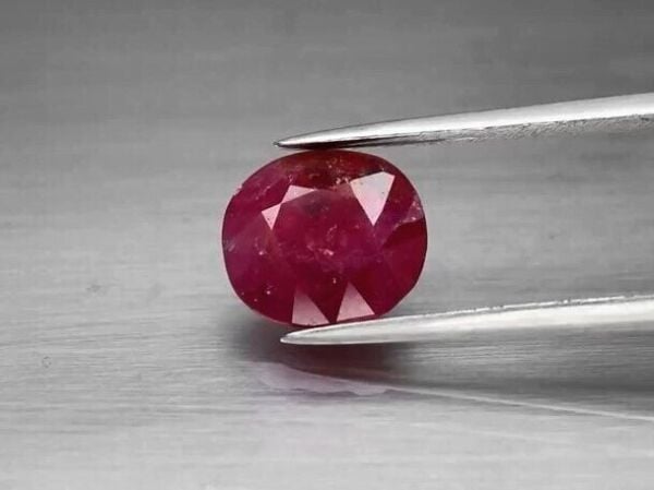 3.06ct 9x8.4mm Oval Purplish Red Ruby Unheated Tanzania