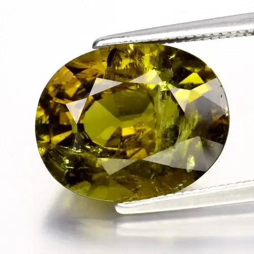 7.00ct Oval Natural Yellowish Green Tourmaline - Unheated, Mozambique Gem