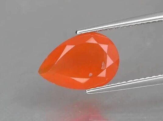 2.10ct 12x8mm Pear Natural Orange Fire Opal, Africa