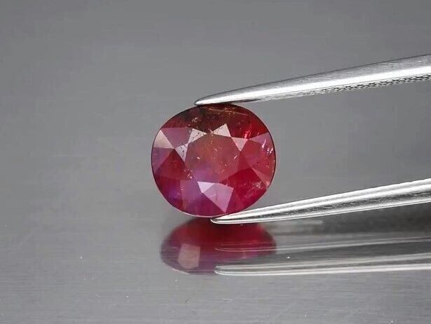2.60ct 8.8x8mm Oval Purplish Red Ruby Unheated Tanzania Stunning!
