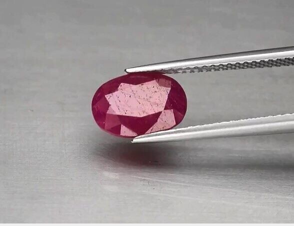 2.58ct 9.7x7mm Oval Purplish Red Ruby Unheated Africa