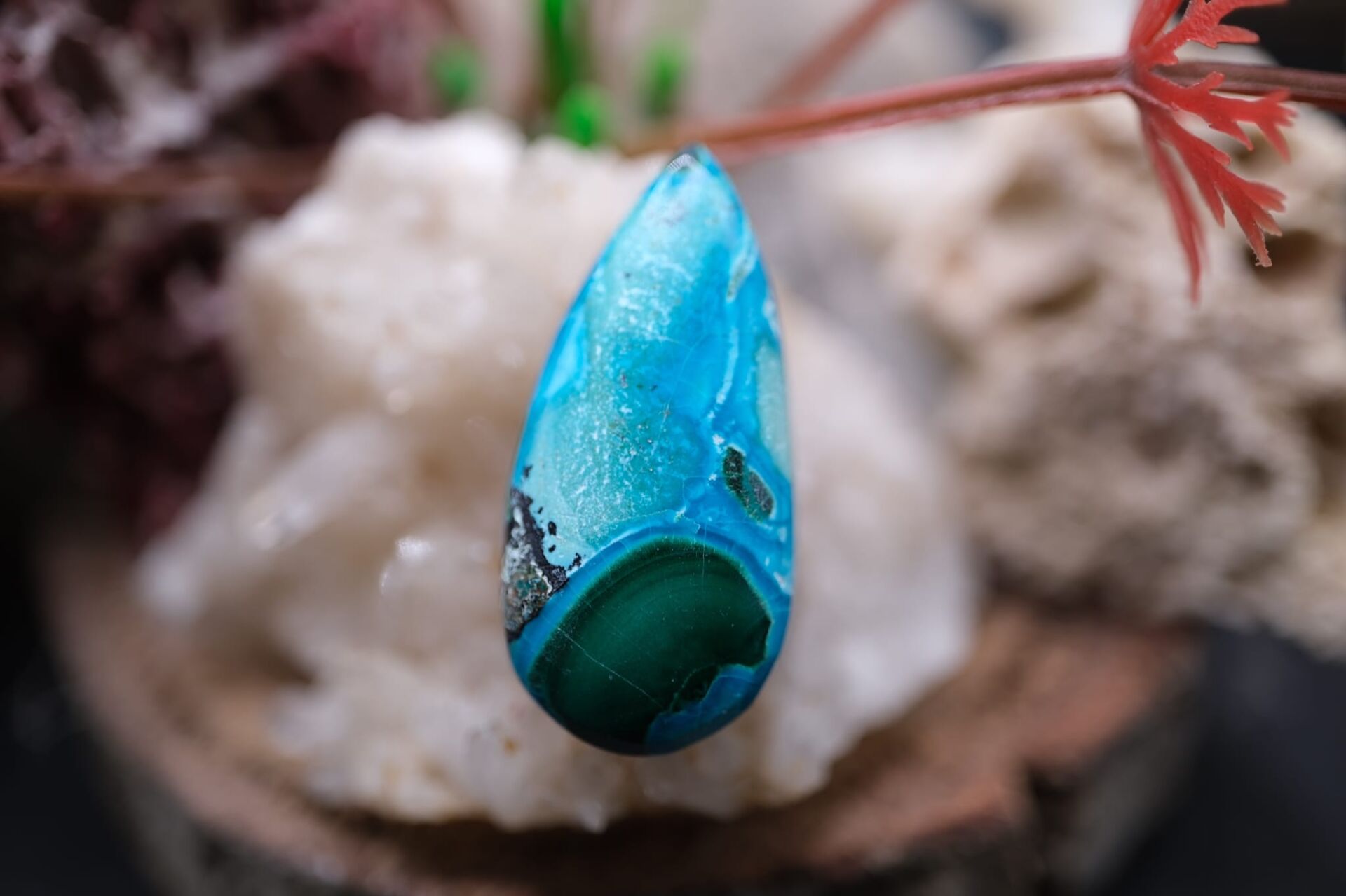 19.05ct 26.6x12.7mm Pear Natural Malachite&Chrysacolla