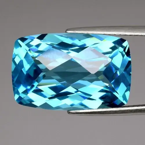 20.76ct 20x13mm IF Cushion Natural London Blue Topaz - Africa Gemstone