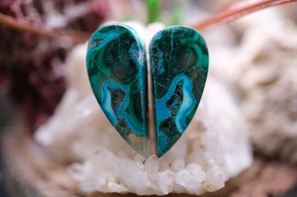 18.80ct 23.2x10.2mm Pear Natural Malachite&Chrysacolla  Pair