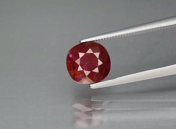 2.34ct 7.5x7.3mm Cushion Red Ruby Unheated Madagascar