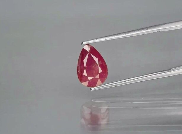 2.29ct 10.2x7.2mm Pear Purplish Red Ruby Unheated Tanzania