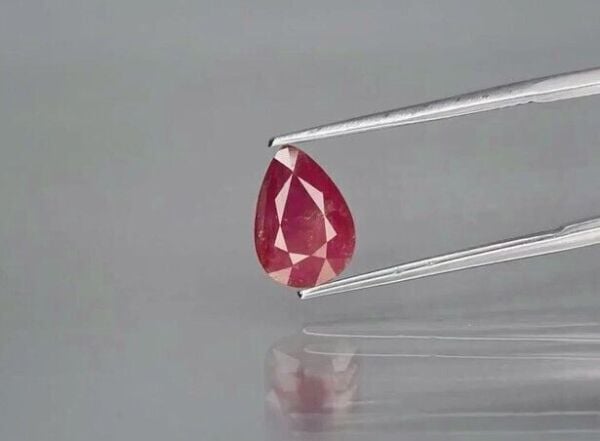 2.29ct 10.2x7.2mm Pear Purplish Red Ruby Unheated Tanzania