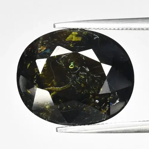 8.03ct 14.5x12mm Oval Natural Deep Green Tourmaline - Mozambique