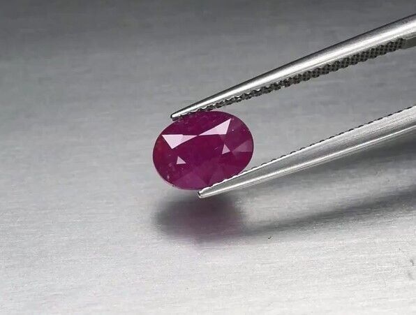 1.83ct 8.3x6.2mm Oval Purplish Red Ruby Unheated Tanzania