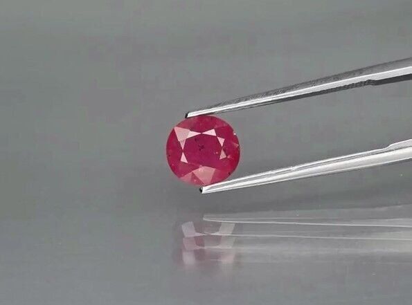 1.73ct 7.5x7mm Cushion Purplish Red Ruby Unheated Tanzania