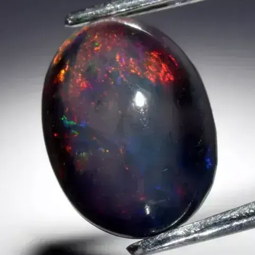 1.88ct 11x8.2mm Oval Cab Natural Floral Flash Play-Of-Color Crystal Black Opal