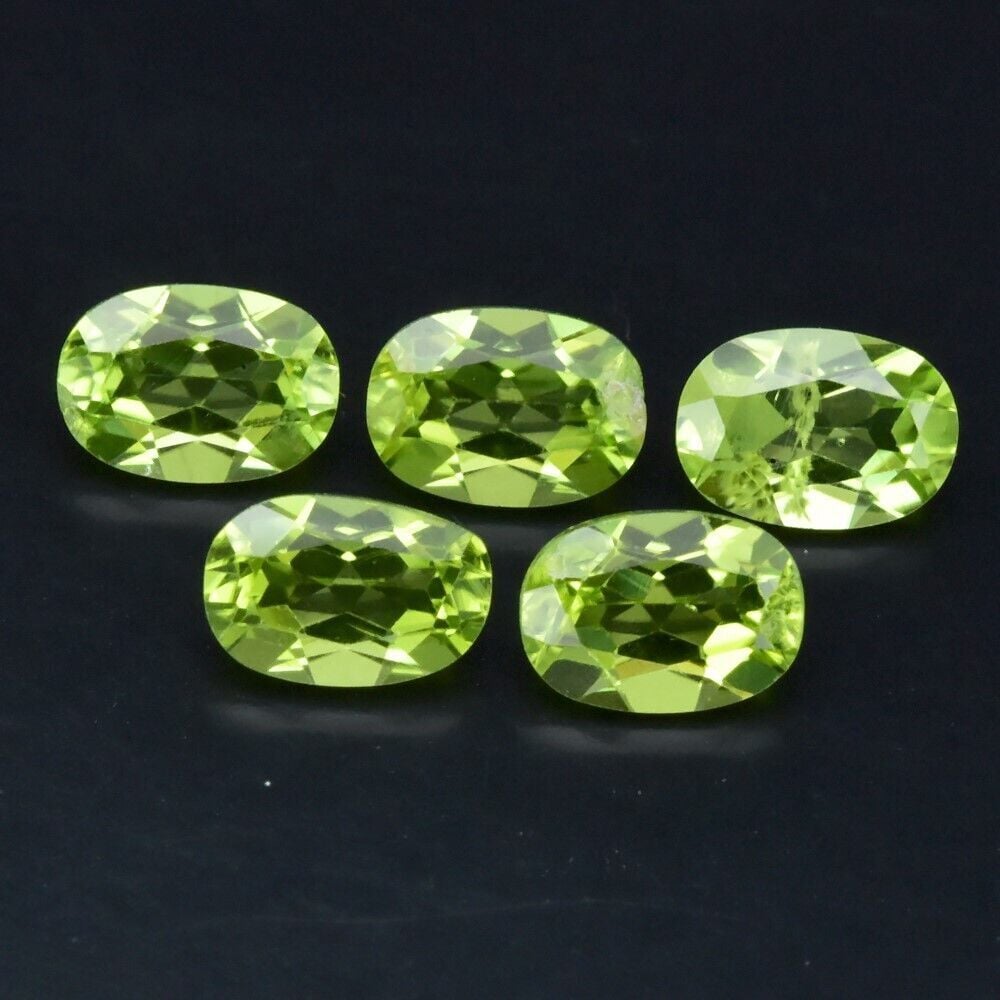 5pcs Lot 4.61ct t.w VS Oval Natural Untreated Green Peridot Gemstone, Pakistan