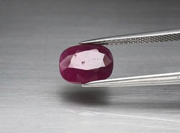 1.39ct 9x7mm Cushion Purplish Red Ruby Madagascar *Heated