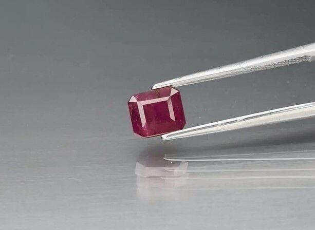 1.37ct 6.3x5.5mm Octagon Purplish Red Ruby Mozambique *Heated