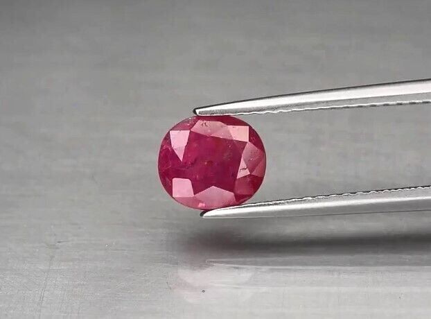 1.30ct 7x6.2mm Oval Purplish Red Ruby Unheated Tanzania
