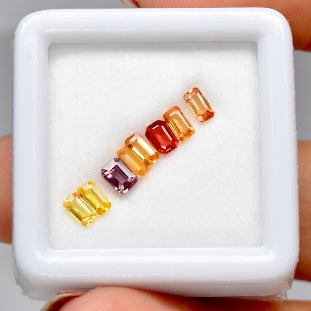 8pcs Lot 1.33ct t.w VS-VVS Octagon Multi-Color Sapphire Gemstone, Songea