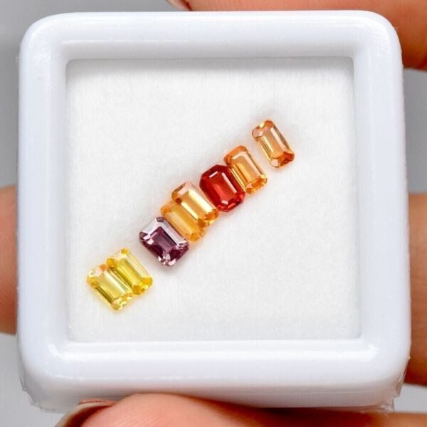 8pcs Lot 1.33ct t.w VS-VVS Octagon Multi-Color Sapphire Gemstone, Songea