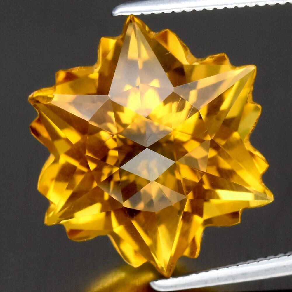 9.07ct 13.5x13.5mm VS Snowflake Natural Yellow Citrine Gemstone Brazil