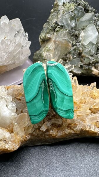 35.25ct 28.62x11.11mm Natural Malachite Pair