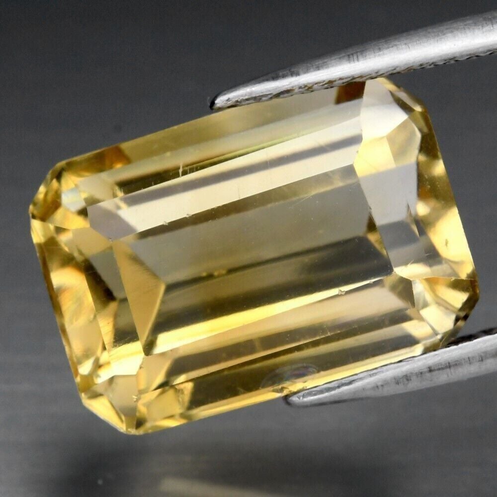 11.16ct 15.8x11mm VS Octagon Natural Yellow Citrine Gemstone, Brazil